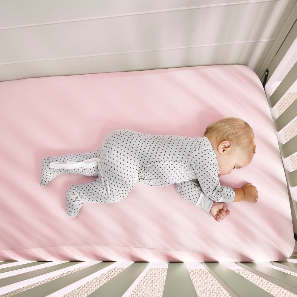 Hyper-Linen Crib Sheet with Powerband Fit - Light Pink