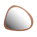 Asymmetrical Wall Mirror with Solid Natural Wood Frame - Large Sized Dressing Mirror
