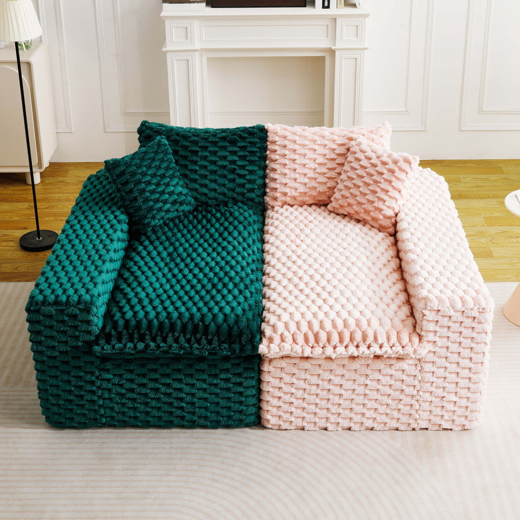 Luxury Multifunctional Sofa for Living Room with Adjustable Layout - Black, Dark Green, White, Pink