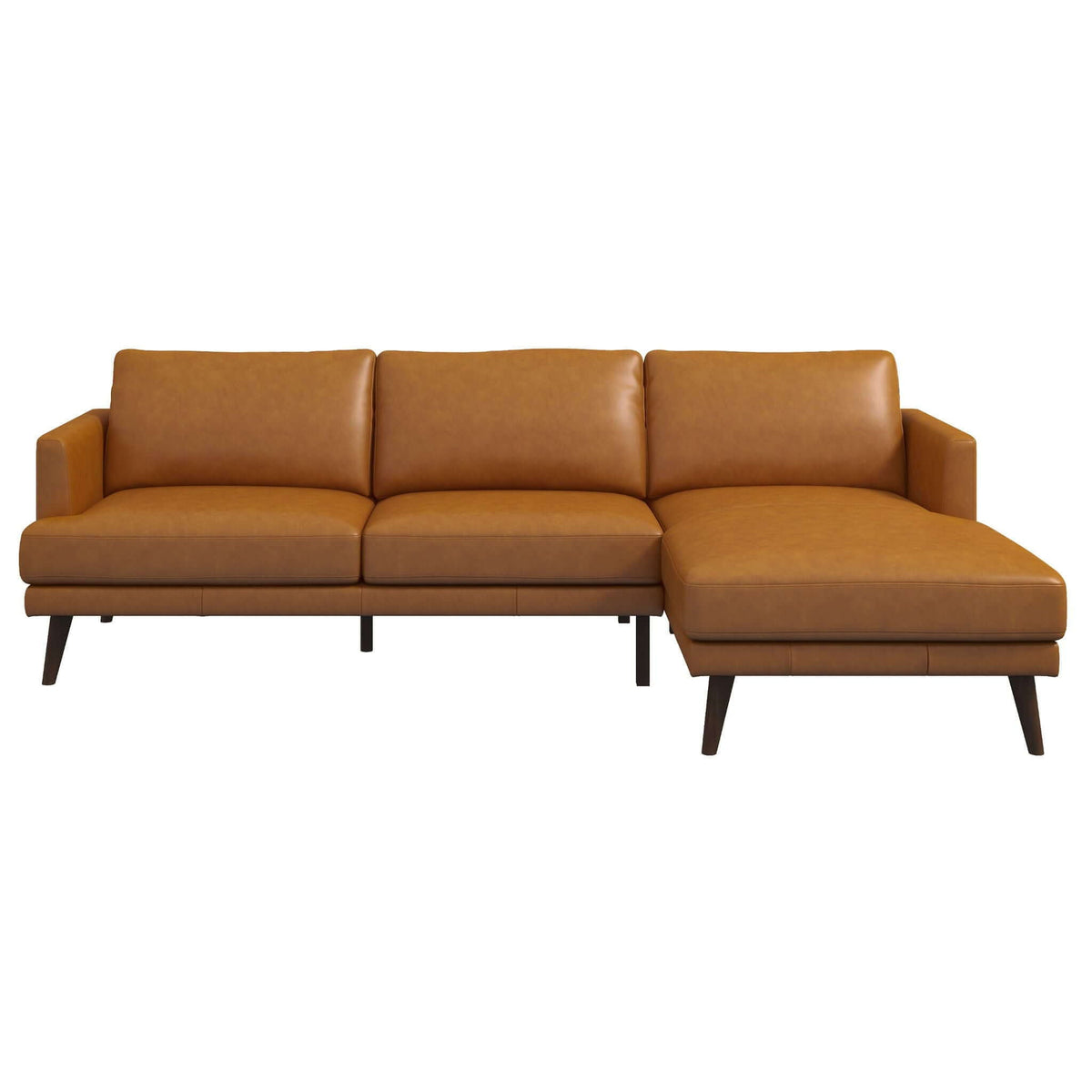 Light Brown L-Shaped Sectional Sofa with Solid Eucalyptus Wood Frame