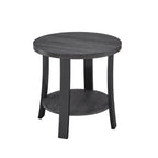 Contemporary 3 Piece Coffee Table Set with Oval Wood Shelf - Charcoal