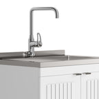Laundry Cabinet with Stainless Steel Sink and Faucet - White