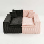 Multifunctional 4-Seater Stationary Sofa with Adjustable Layout - Pink & Black