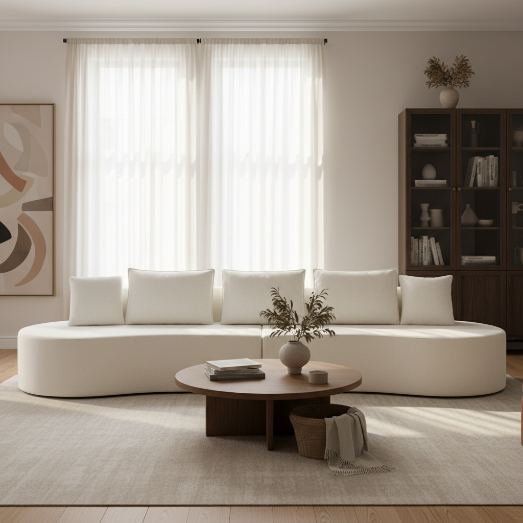 Modern Curved Modular Sectional Sofa with Modular Design - 138.6" Wide