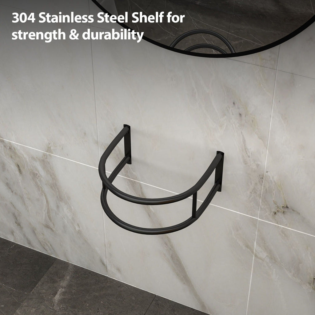 Wall Mounted Bathroom Sink with Towel Bar and Faucet - White / Black