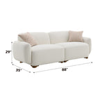 Beige Boucle Stationary Sofa with 2 Toss Pillows