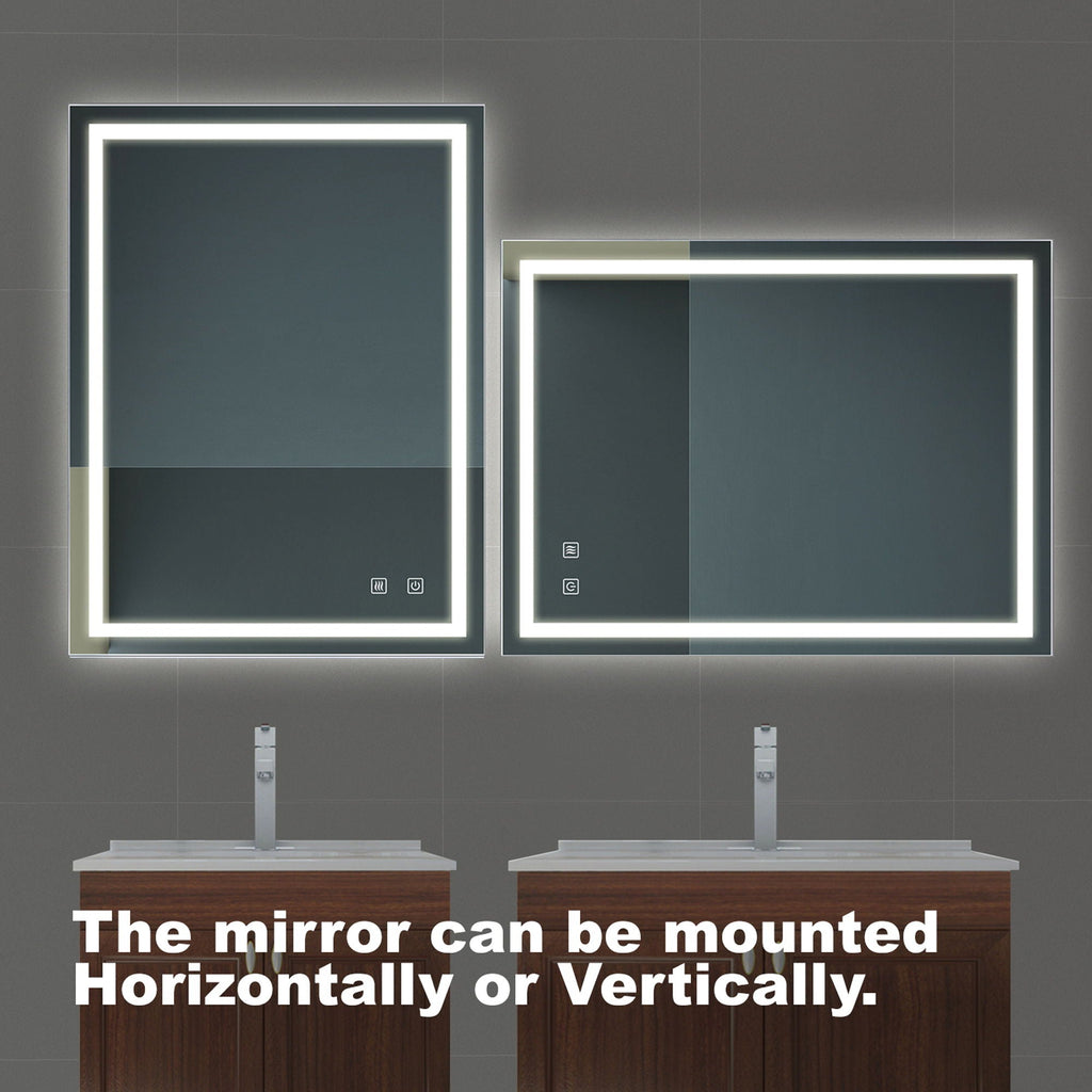 Bathroom Vanity Mirror with Front Lighting and Anti-Fog - Pearl Silver