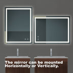 Bathroom Vanity Mirror with Front Lighting and Anti-Fog - Pearl Silver