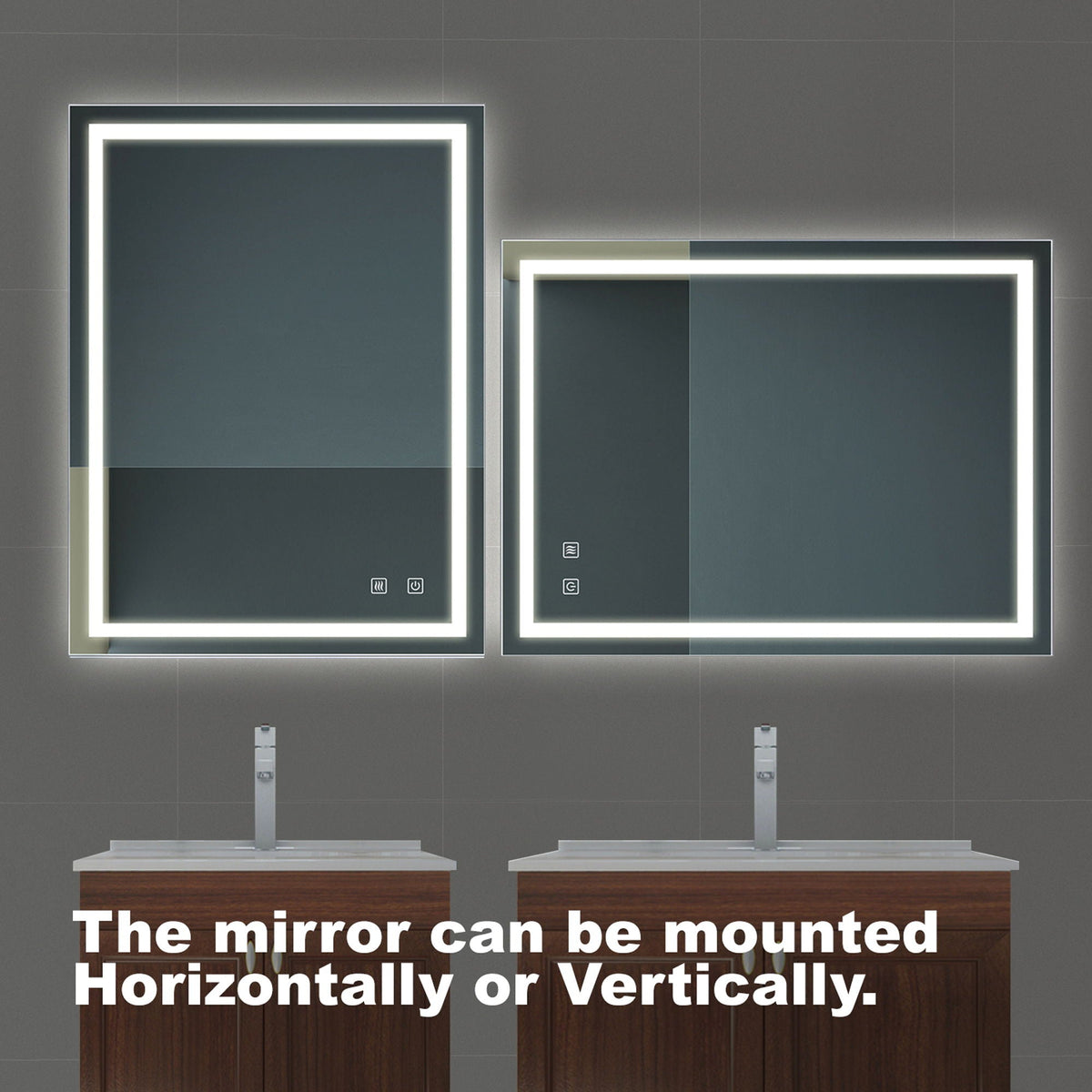 Bathroom Vanity Mirror with Front Lighting and Anti-Fog - Pearl Silver