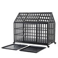 Heavy Duty Dog Crate with Lockable Wheels - Black