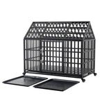 Heavy Duty Dog Crate with Lockable Wheels - Black