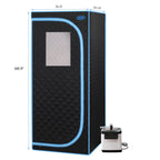 Full Size Portable Steam Sauna Tent with Stainless Steel Frame - Black