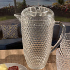 Diamond Cut Unbreakable Plastic Water Pitcher with Lid - Blue or Pink