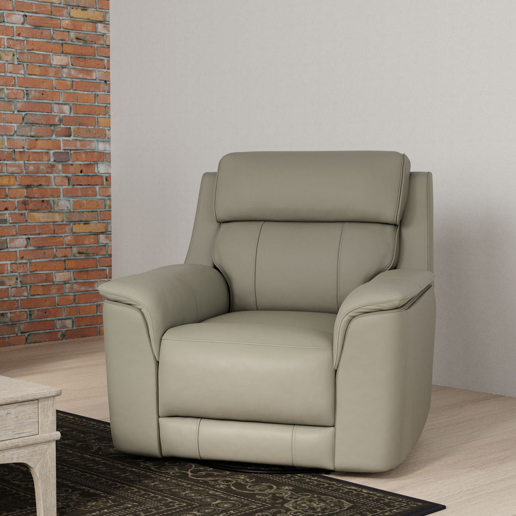 Oslo Leather Swivel Glider Recliner with Manual Recline - Dark Brown, Blue, Dark Gray