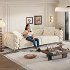 3-In-1 Convertible Sleeper Sofa Set with Deep Seat & Movable Ottoman - White, Beige, Gray