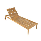 Riviera Outdoor Chaise Lounge with Wheels, Acacia Wood Frame - Natural (Set of 2)