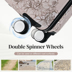 PC+ABS Hardside Luggage Set with Digital Lock - Pink Flower Print