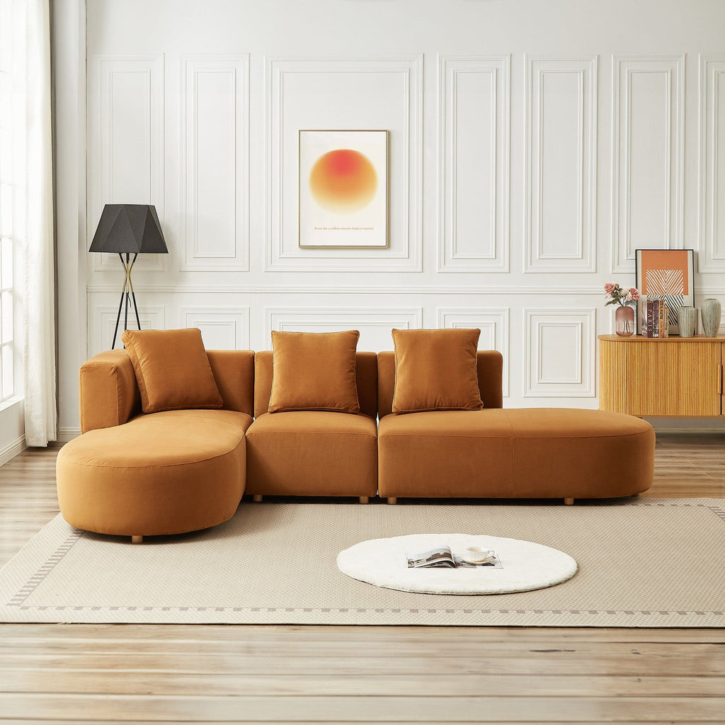 Light Brown Sectional Sofa with Plush Cloud Comfort - Left or Right Facing