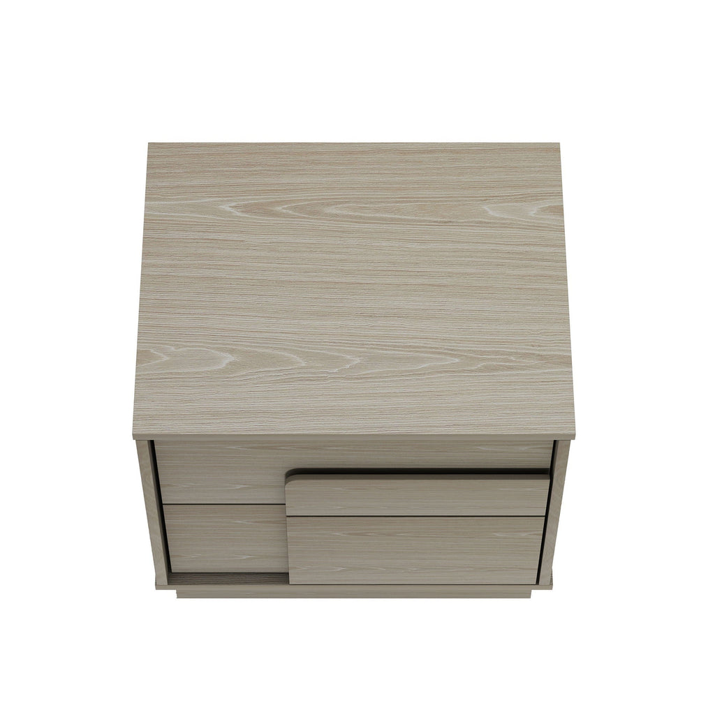 Modern Nightstand with Push to Open Drawers - Dark Gray, Dark Brown, or Light Brown