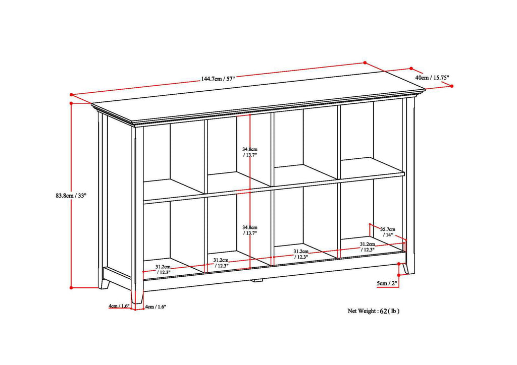 Amherst Cube Storage Bookcase with Large Cubbies - Dark Brown, Dark Gray, or White
