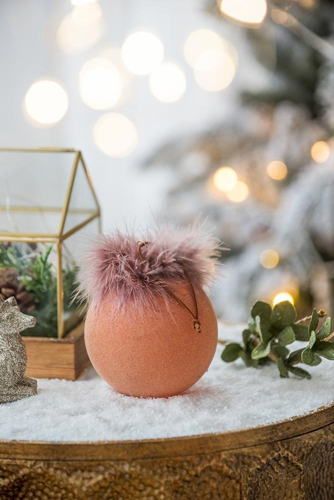Glass Christmas Ball Ornaments with Hanging Loop - Light Brown