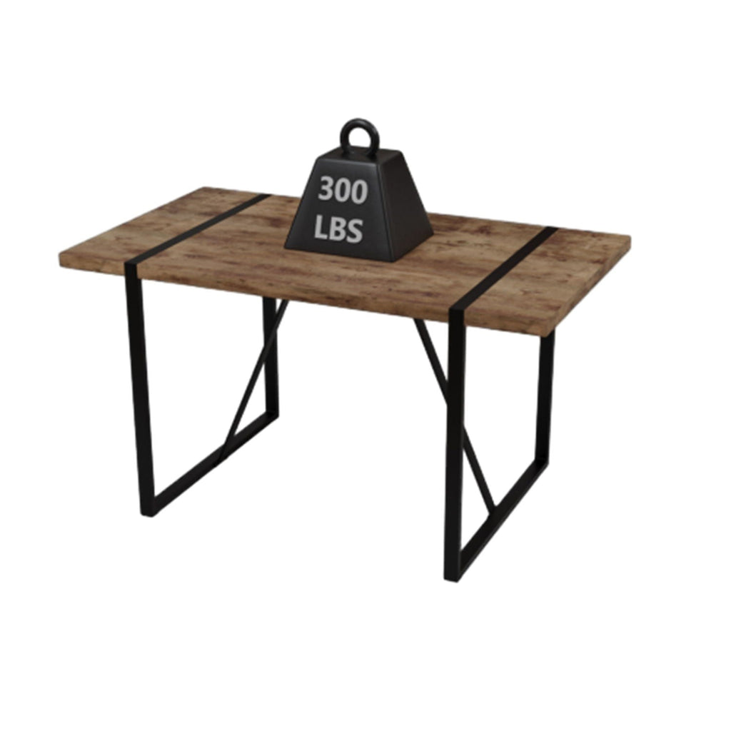 Rectangular Wood Dining Table with Metal Frame - Light Brown