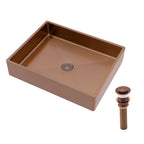 Stainless Steel Bathroom Sink with Pop Up Drain - Rose Gold 19" x 15"