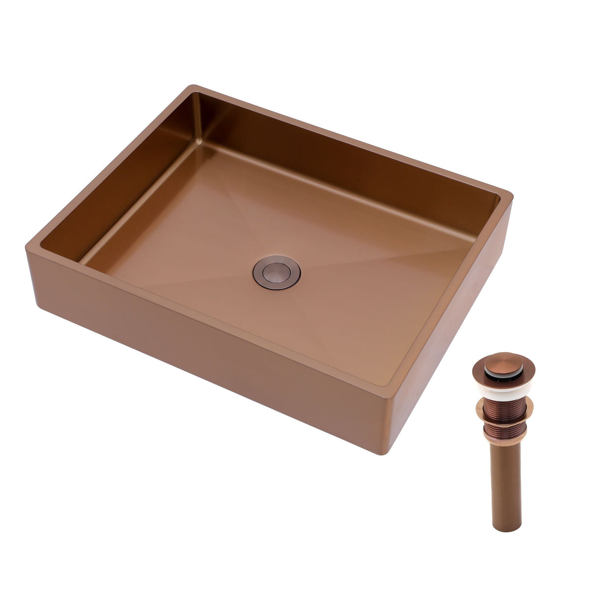 Stainless Steel Bathroom Sink with Pop Up Drain - Rose Gold 19" x 15"