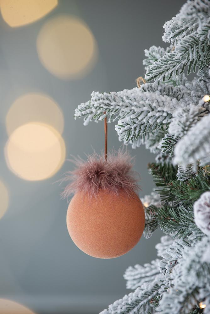 Glass Christmas Ball Ornaments with Hanging Loop - Light Brown