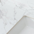 Elegant Sintered Stone Bathroom Vanity Top with Rectangular Undermount Ceramic Sink - White
