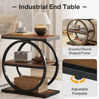 Slim End Tables with 3 Shelves, Compact (Set of 2) - Brown