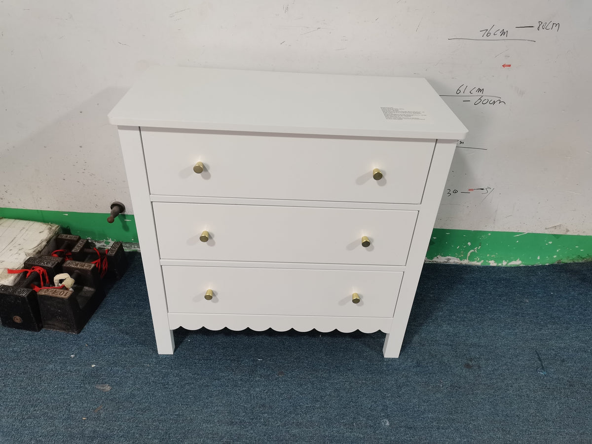 White 3 Drawer Dresser with Ample Storage - White