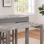 Light Gray Faux Marble Dining Table with Storage Drawer - Light Gray