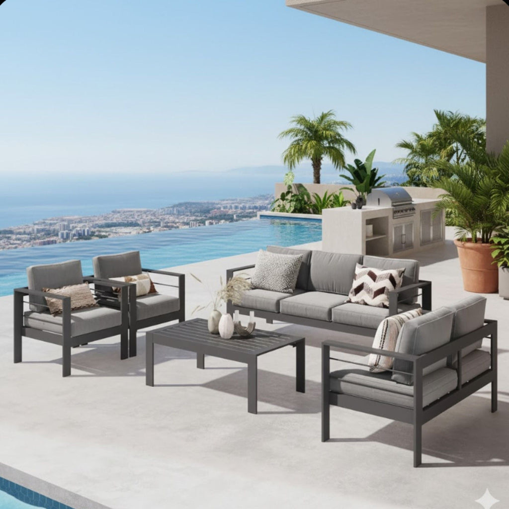 Outdoor Patio Set with All-Weather Cushions - Dark Gray
