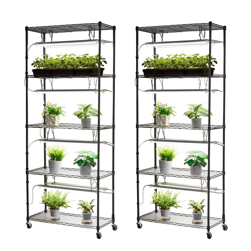 DIY Plant Shelf with Grow Lights for Indoor Use - Adjustable Metal Stand