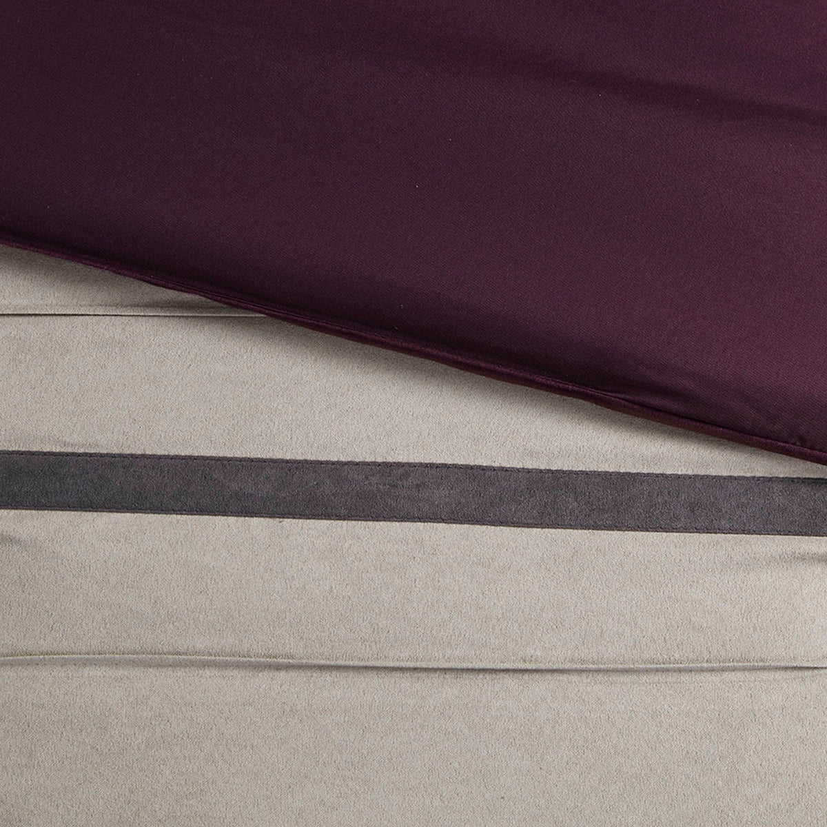 Faux Suede 7 Piece Queen Comforter Set with Embroidered Pillows - Purple