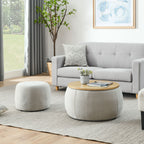 Round Storage Ottoman with 2 in 1 Function - Multiple Colors