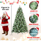 8 Ft Full-Bodied Pre-Decorated Pinecone Christmas Tree with Pine Cones - Green