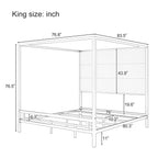 Canopy Bed With Tall Upholstered Headboard - 4 Poster Frame - Gold or Black