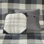 Grey Herringbone Comforter Set with Decorative Pillows - California King