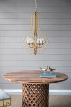 4 Light Metal Chandelier, Hanging Light Fixture - Gold