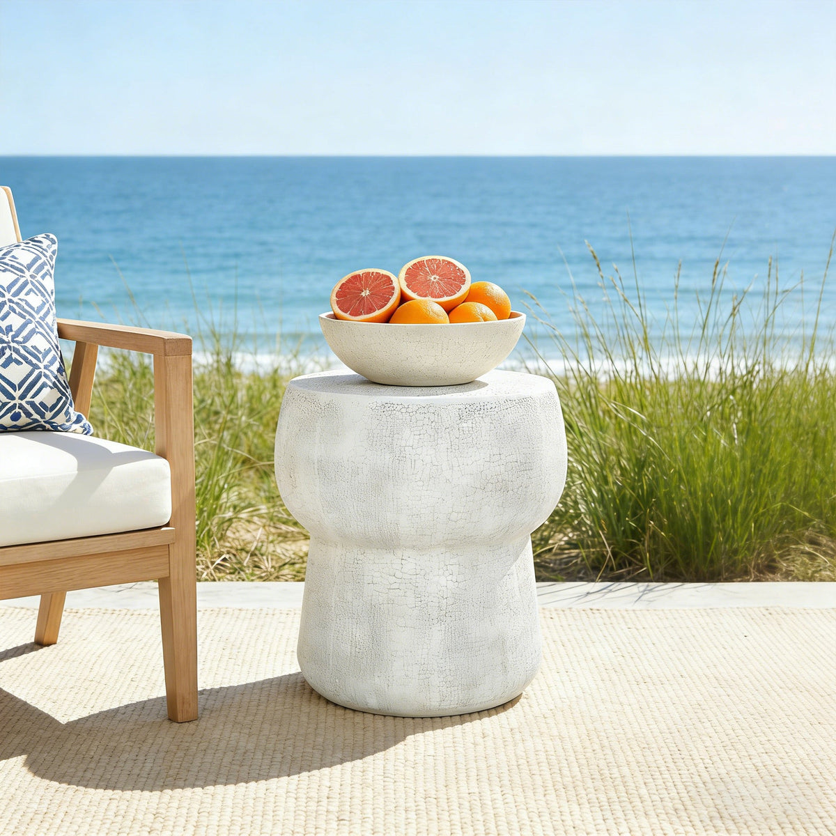 Outdoor Patio Accent Table with Crack Process - Magnesium Oxide Finish