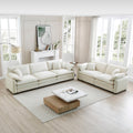 Deep Seat Sofa Set with Plush Corduroy Cushions – Beige