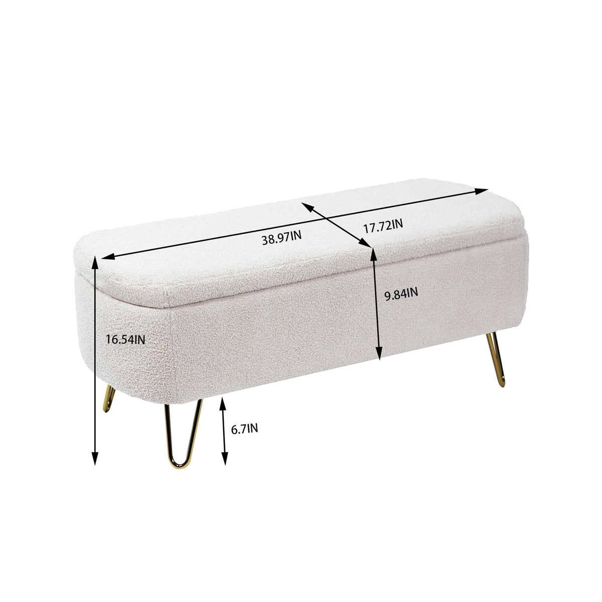 Faux Fur Storage Ottoman Bench with Padded Upholstery - Multiple Colors