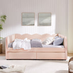 Gingham Daybed with USB Charging Port and Wave-Shaped Design - Multiple Colors