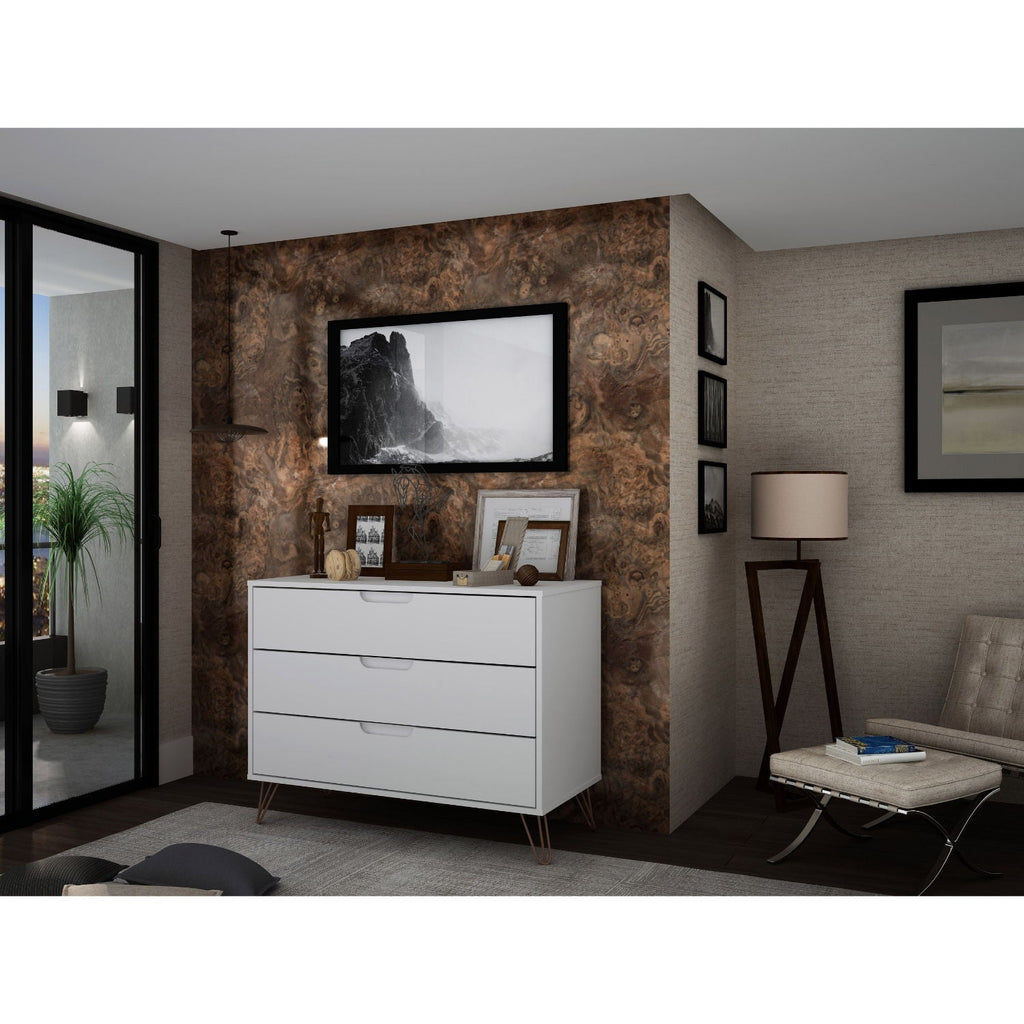 Rockefeller 3 Drawer Dresser with Splayed Legs - Multiple Colors
