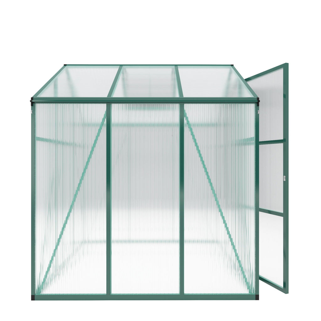 Polycarbonate Walk-In Greenhouse with Raised Base - Green