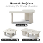 L-Shape Coffee Table with Modular Nesting Design - White or Dark Brown