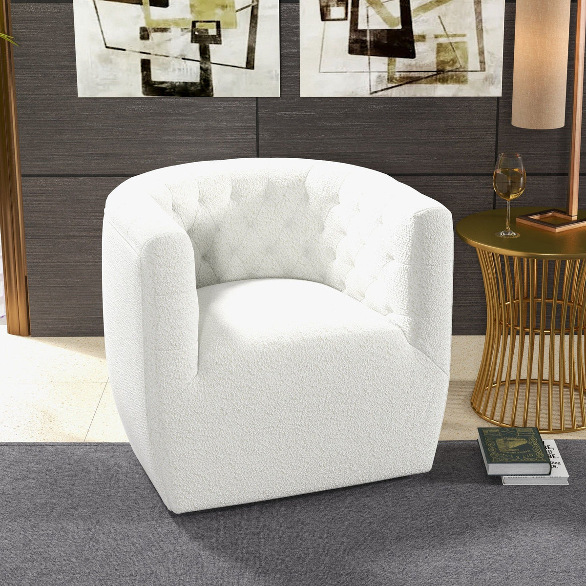 Ergonomic Design Swivel Chair with Tufted Accent - Multiple Colors