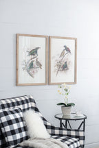 Bird Framed Print Set with Light Wood Frame - Multicolor